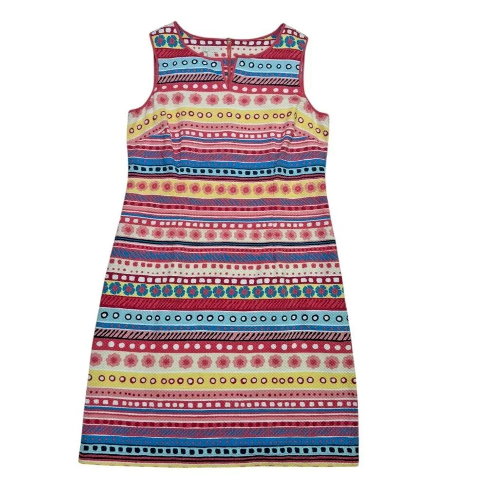 Talbots Sleeveless Textured Knit Dress Multicolor Exposed Zipper Size 14 - Picture 11 of 11